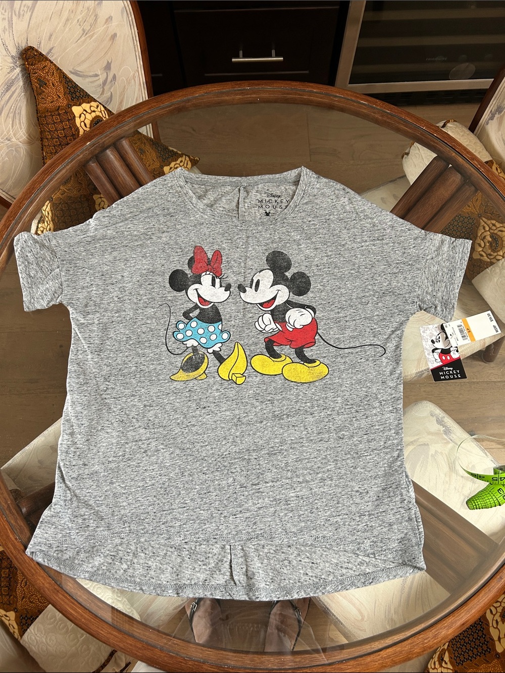 Disney Grey Tee with Mickey & Minnie Colorful Graphic